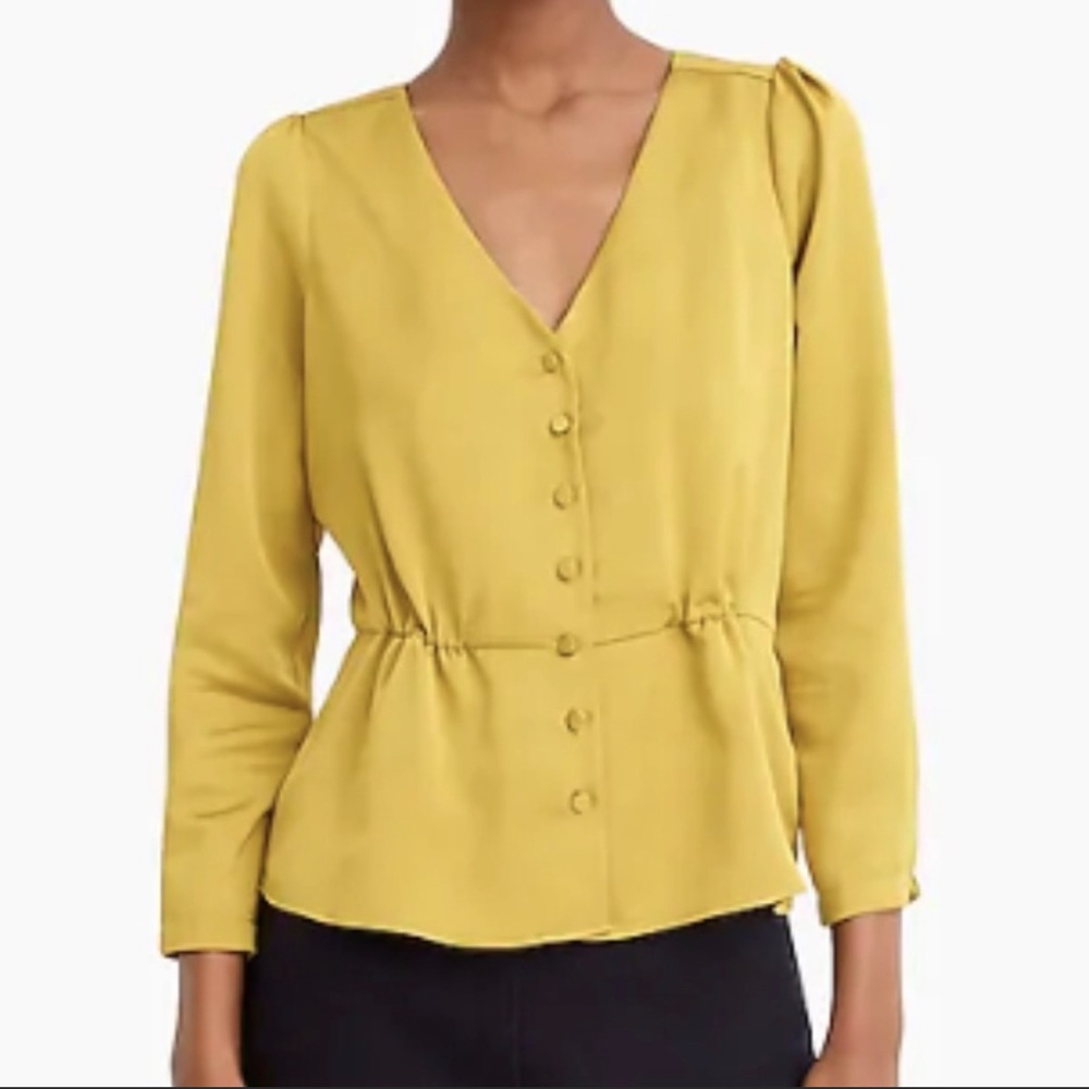 NWT J.CREW Satin Crepe Peplum Top